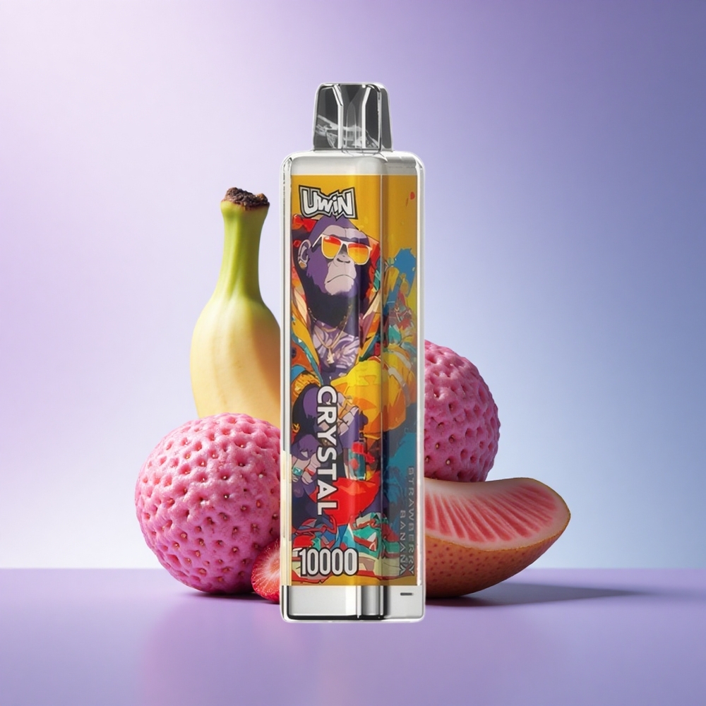 Uwin Crystal 10000 Puffs Strawberry Banana RGB Lights 650mAh Rechargeable 18ml E-Liquid