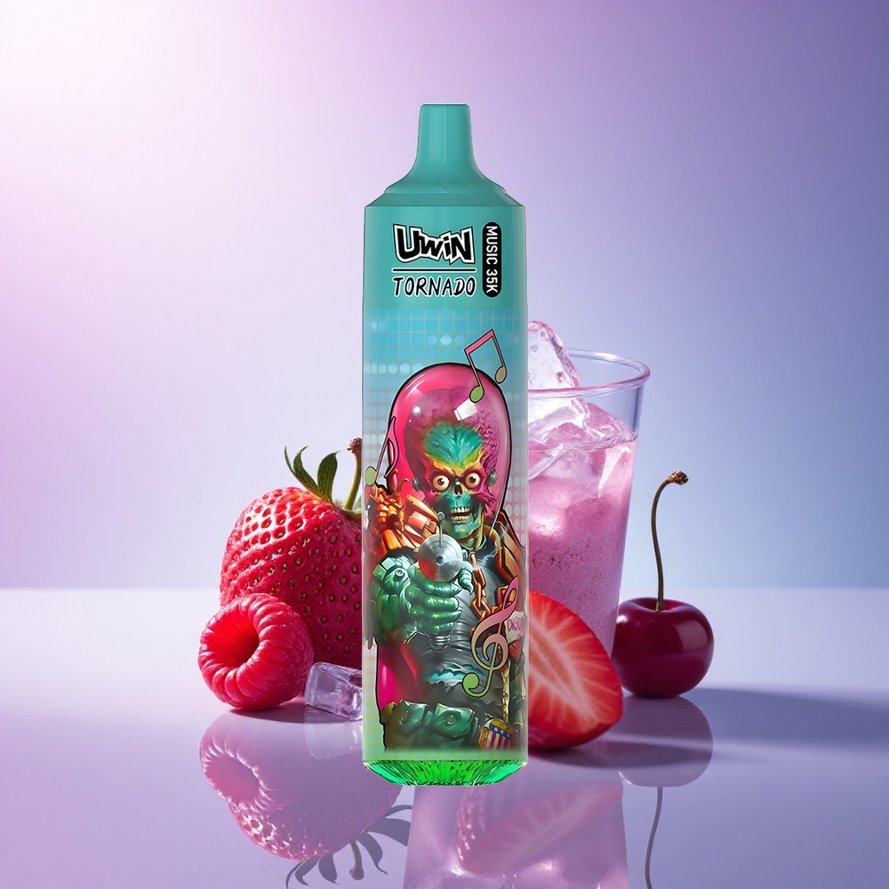 Uwin Tornado 35K Music Puffs Strawberry Raspberry Cherry Ice with 5% Nicotine and 600mAh Battery