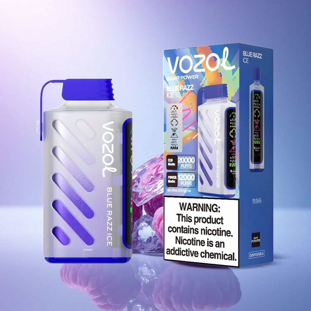 VOZOL Gear Power 20000 Puffs Blue Razz Ice Dual Mesh 20mL 5% Nicotine