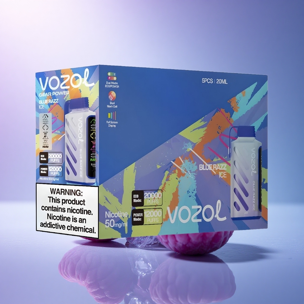 VOZOL Gear Power 20000 Puffs Blue Razz Ice Dual Mesh 20mL 5% Nicotine