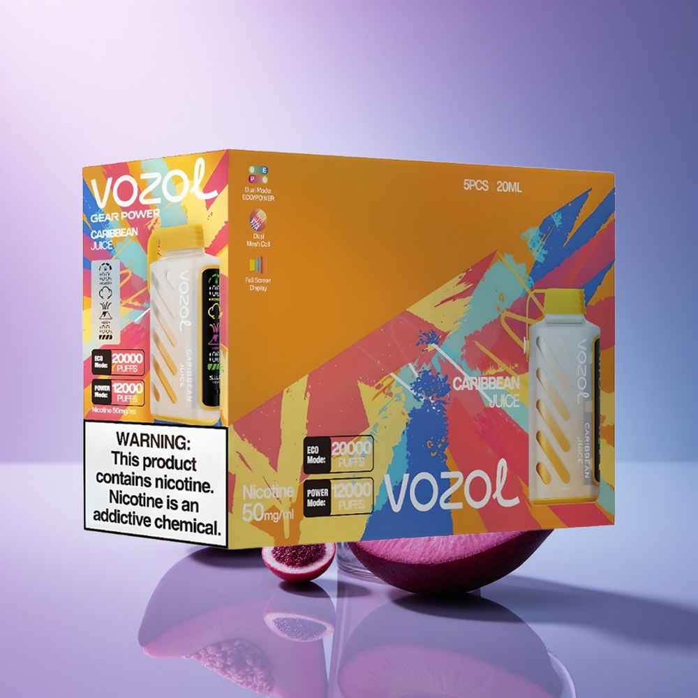 VOZOL Gear Power 20000 Puffs Caribbean Juice Dual Mesh 20mL 5% Nicotine