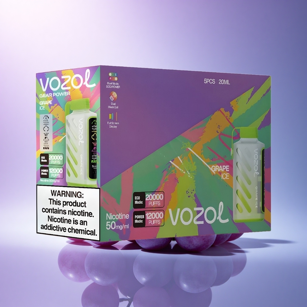 VOZOL Gear Power 20000 Puffs Grape Ice Dual Mesh Coil 20mL