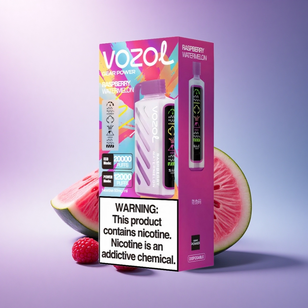 VOZOL Gear Power 20000 Puffs Raspberry Watermelon Dual Mesh 20mL 5% Nicotine