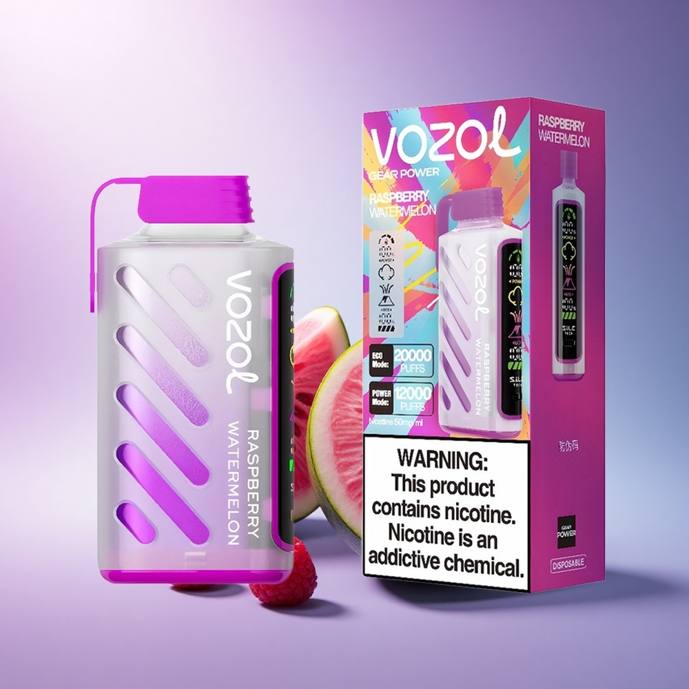 VOZOL Gear Power 20000 Puffs Raspberry Watermelon Dual Mesh 20mL 5% Nicotine
