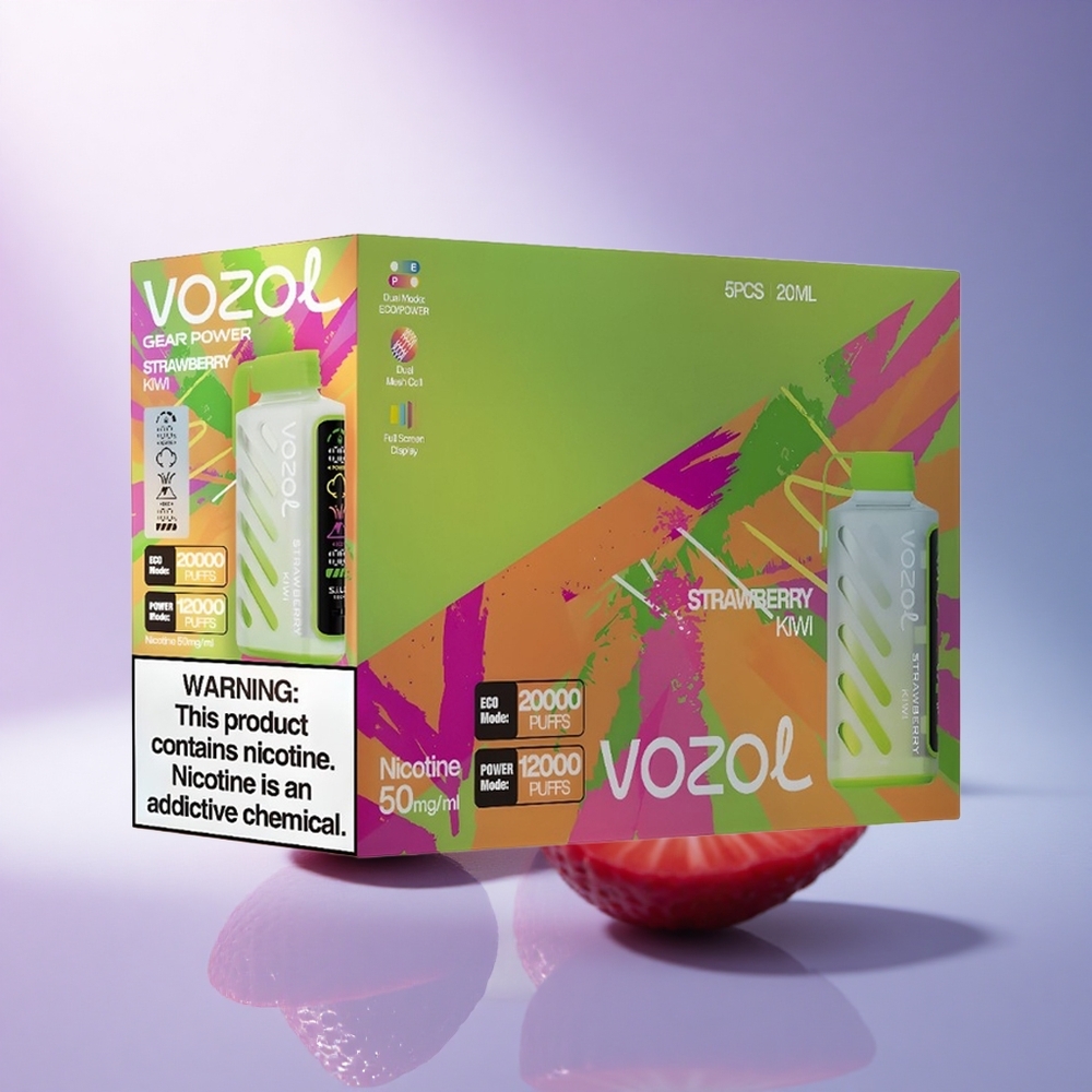VOZOL Gear Power 20000 Puffs Strawberry Kiwi Dual Mesh 20mL 5% Nicotine