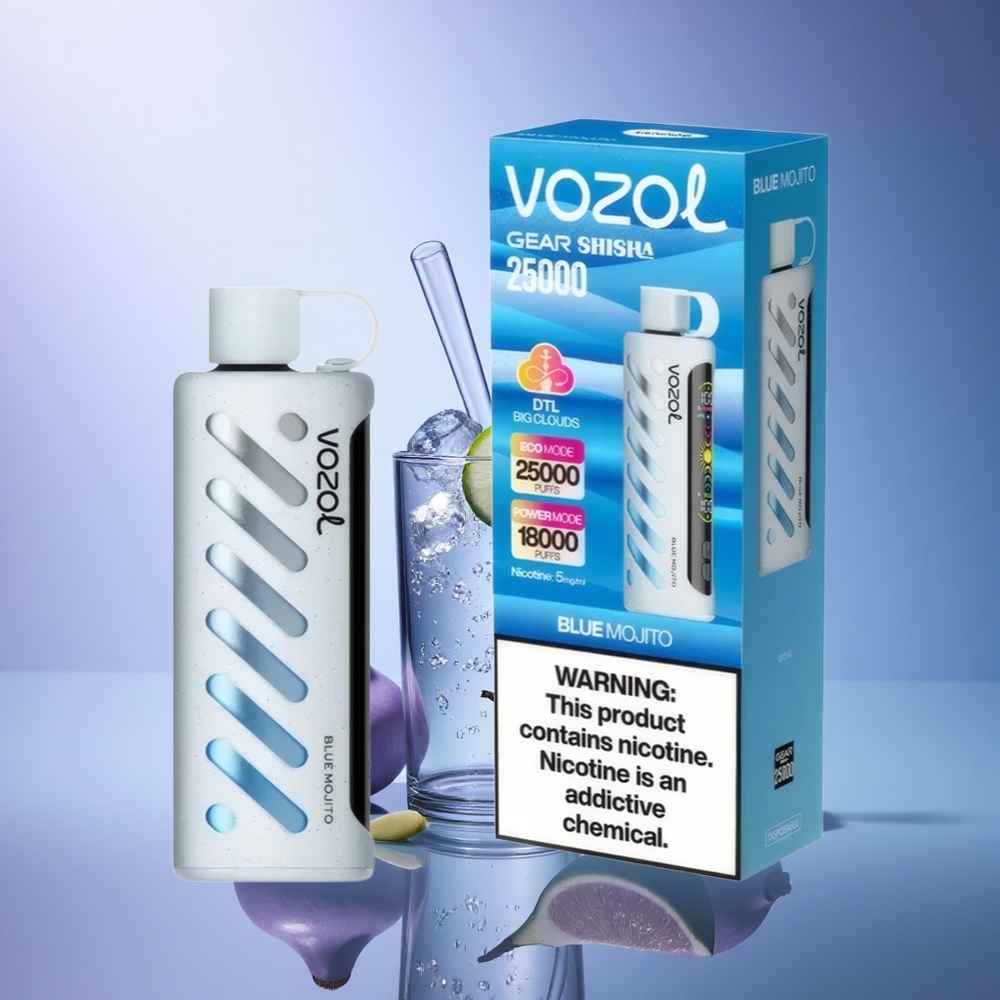 VOZOL Gear Shisha 25000 Puffs Blue Mojito Dual Mesh 5mg Nicotine