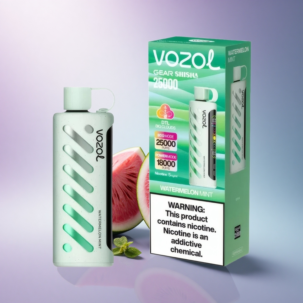 VOZOL Gear Shisha 25000 Puffs Watermelon Mint Dual Mesh 5mg Nicotine 1000mAh