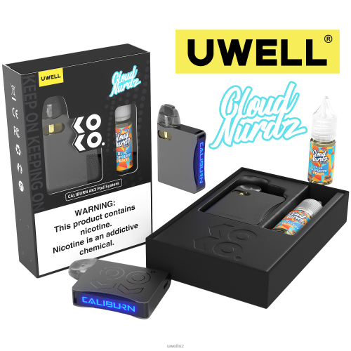 UWELL CALIBURN AK3 KIT + A3S 0.8OHM PODS (X2) + DADDY\'S VAPOR 10ML SALTS 50MG | UWELL Auckland CRL: Black/FLV: Custard Cookie 50mg L0PHN243